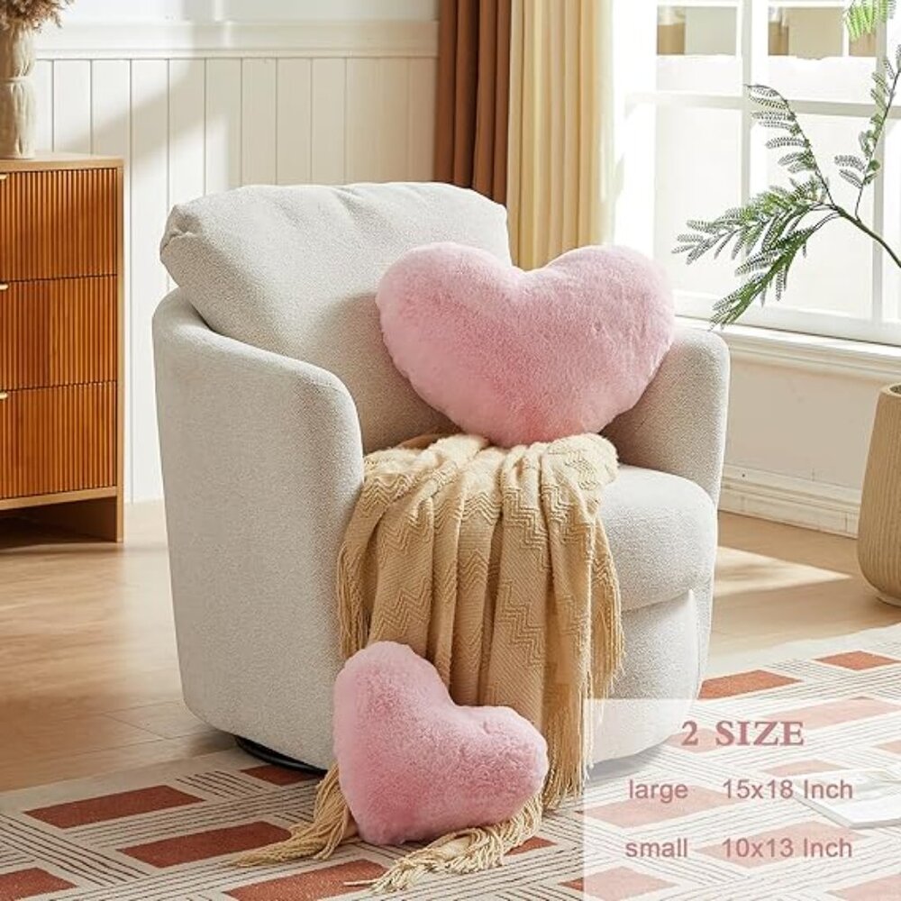 Heart  Light Pink Heart Shaped Pillows, Ultra Soft Extra-Large Fluffy Pillows - Picture 2 of 6